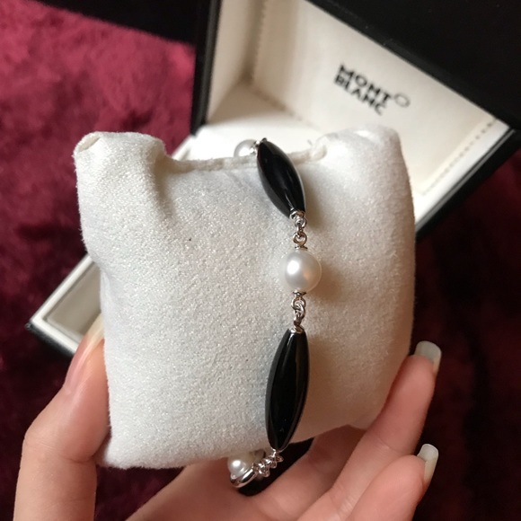 Montblanc Mother of Pearl & Onyx Silver Bracelet - Picture 4 of 8